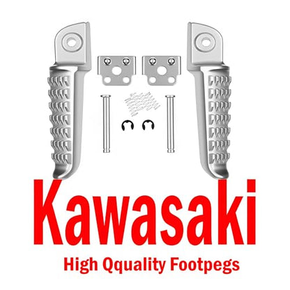 Motorcycle Foot Pegs Rear Footrest Footpegs Fits for Kawasaki ZX636 ZX-6R 9R 10-R ZZR1400 ZX-14 ZX10R - color: Chrome#Rear
