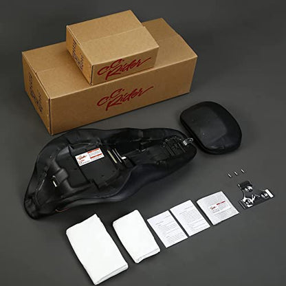 C.C. RIDER Passenger Seat Backrest Pad - Driver Passenger Sissy Bar fit for Harley Davidson Touring Road King Street Glide Electra Glide Road Glide 2009-2023 - color: Seat + Passenger Backrest Pad Black White