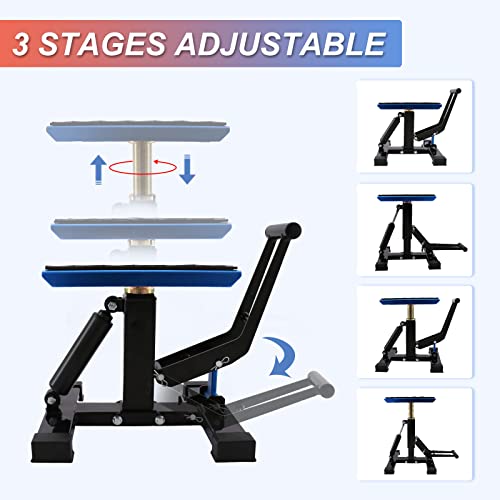 POLARBEAR Dirt Bike Stand Motorcycle Hoist Lift Stand Center Jack Adjustable Heavy Duty 1200Lbs Capacity Repair Lifting Jack Stand Table Rack(Blue) - color: Blue