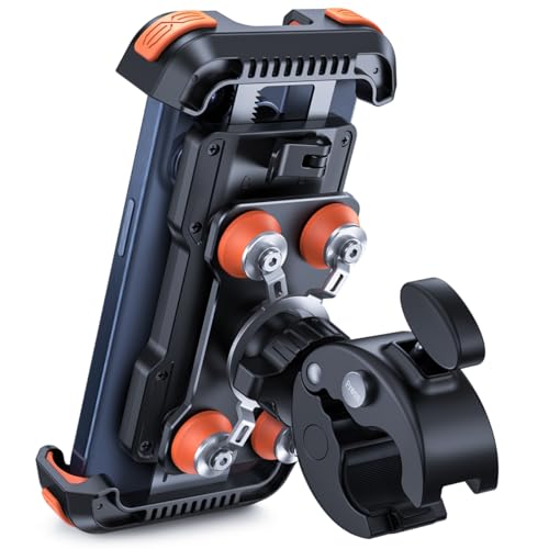 Lamicall Motorcycle Phone Mount Holder - [Dual Vibration Dampener] [Anti Shake] Motorcycle Cell Phone Holder, Upgrade Bike Phone Mount, Fit iPhone 16/15/14/13 Pro Max, 4.7-6.7" Phones, Orange - color: Orange