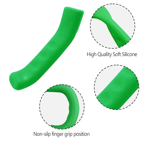 2 Pairs Bicycle Brake Lever Grip Protector Cover, Non-Slip Brake Lever Grip, Silicone Sleeve Universal Brake Protection Handle Cover for Bicycle, Cycling, Road/Mountain Bikes, Green - color: Green