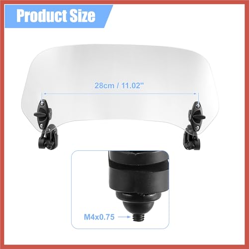 ACROPIX 37cm Motorcycle Windshield Motorcycle Wind Deflector Clear Lens Adjustable Clip Windshield Extension Universal Fit for Most Motorcycle Scooter Car Parts