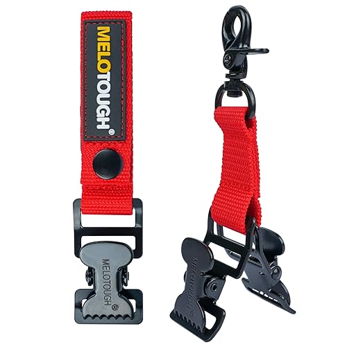 MELOTOUGH Firefighter Glove Strap | Work Glove Holder Clip with Glove Leash Swivel Snap Hook,Alligator Clip - color: Red