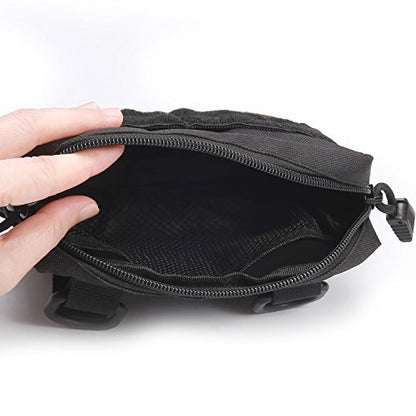 MOLLE Pouches - 2 Pack Tactical Compact Water-Resistant Utility Gadget Gear EDC Pouch - color: Black and Tan