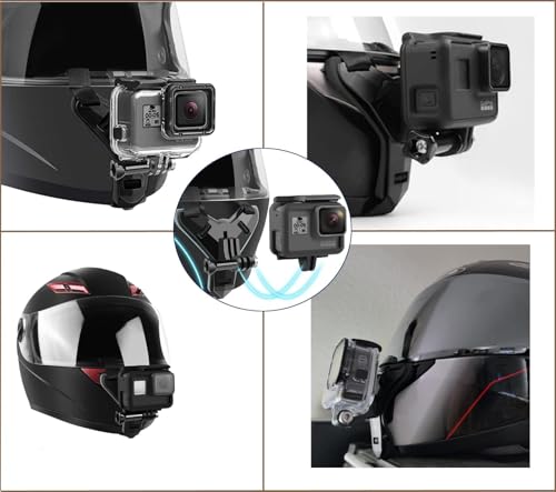 Motorcycle Helmet Chin Strap Mount Supplies Assembly Kit Compatible with All Gopro Heros, SJCAM, GeekPro, 4K, Xiaomi Yi, Insta 360 and Also Brackets for Mobile Phones