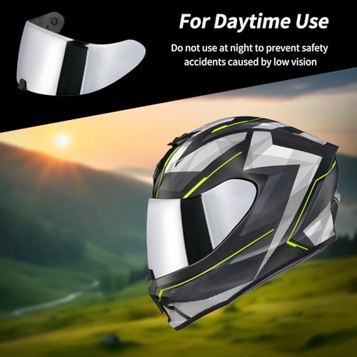 R420 Visor Shield Repalcement, UV Protection Outer Face Helmet Shield Compatible with R420 Motorcycle Accessories (Chrome Silver) - color: Chrome Silver