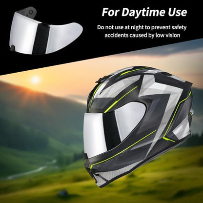 R420 Visor Shield Repalcement, UV Protection Outer Face Helmet Shield Compatible with R420 Motorcycle Accessories (Chrome Silver) - color: Chrome Silver
