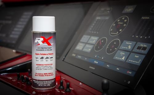 Hardline Products USA RX UV Protectant Cleaner & Polish – Advanced Marine & Powersport Detailing Spray for Vinyl, Isinglass, Plastic, & Strata Glass – 100% UVA/UVB Protection with Microfiber Towel