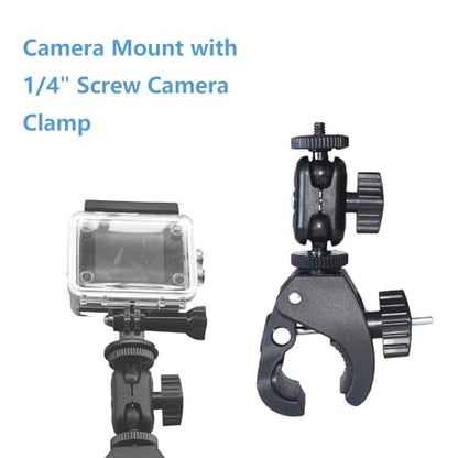 Bike Handlebar Camera Mount with 1/4" Screw Camera Clamp,Adapter for Gopro for Hero for DJI Osmo for Insta360 X5 X4 X3 X2 Motorcycle Bicycle Action Cam Dash GPS Field Monitor Lights