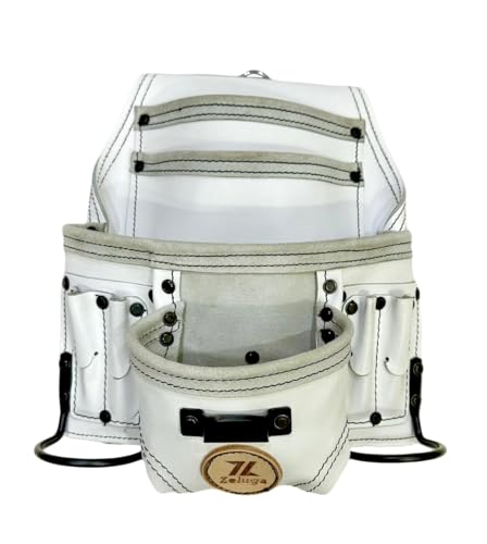 Zeluga 20-508 10 Pocket Rigger Heavy Duty Leather Tool Bag, White - color: White