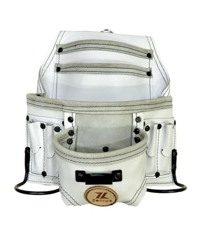 Zeluga 20-508 10 Pocket Rigger Heavy Duty Leather Tool Bag, White - color: White