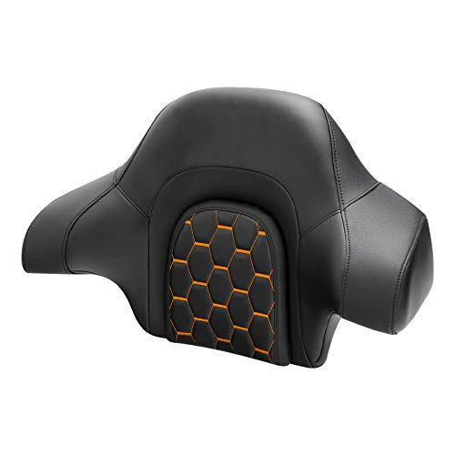 C.C. RIDER Wrap Around King Tour Trunk Backrest fit for Harley Touring Road King Street Glide Road Glide Electra Glide 2014-2024 - color: Passenger Backrest 16#Orange Stitching