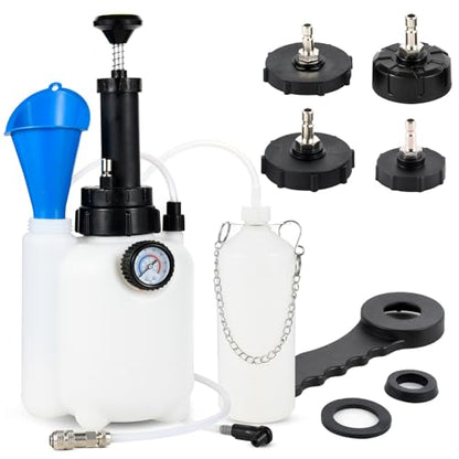 3L Brake Bleeder Kit with Pressure Pump, Brake Fluid Bleeder Kit with 1L Brake Bleeder Bottle and 4 Master Cylinder Adapters for European and American Vehicle - color: 3 L Manual Brake Bleeder Kit with 4 Adapter