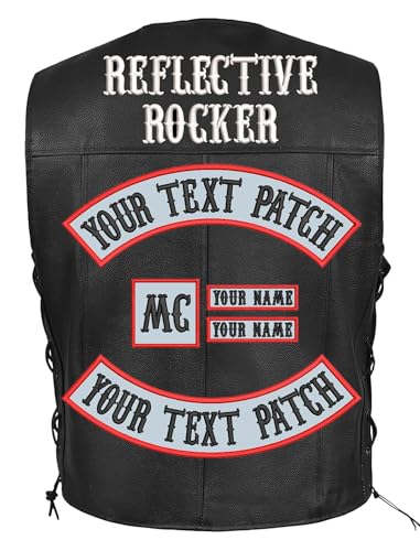 5Pcs Custom Biker Embroider Patches Personalized Rocker Patch Rider Motorcycle Patches Back Name Patch for Vest Jacket Multiple Sizes and Colors (Reflective) - color: Reflective