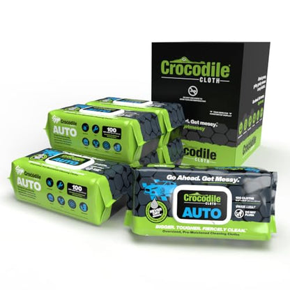 Crocodile Cloth Auto Cleaning Wipes – 600 Count (6 Packs of 100) XL 15" x 10" Heavy-Duty Car Wipes for Engine Degreaser, Detailing, Tires, Tools & DIY Projects - size: 100 Count (Pack of 6)
