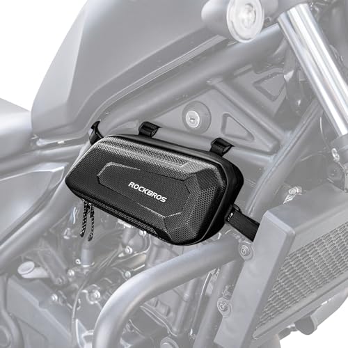 ROCKBROS Motorcycle Crash Bar Bags EVA Hard Shell Waterproof Dirt Bike Tool Bag - color: Black-right