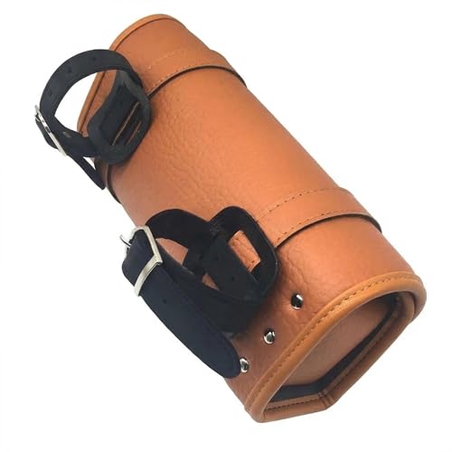 Motorcycle Fork Bag Orange Waterproof Motorbike Tool Bag Handlebar Bag PU Leather Saddlebag Front Rear Storage Tool Pouch