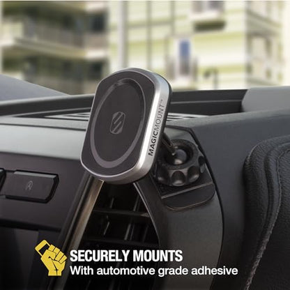 Scosche MP2DVM MagicMount Pro2 Magnetic Cell Phone Holder, Adhesive Car Dashboard Mount with Removable Vent Clip, Hands-Free Phone Stand Compatible with MagSafe, iPhone 16/15/14/13/12 Series and More - style: Dash / Vent