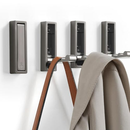 Folding Wall Hook, 2Pcs Foldable Coat Hooks Mounted, Heavy Duty Zinc Alloy No Rust Fold Up Hooks for Hanging Coat, Towel, Key, Hat, Bag, Jacket, Backpack (Gray) - color: Gray, size: 2