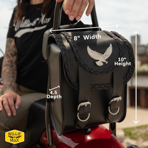 Dowco Willie & Max 58411-00 Magic Series: Synthetic Leather Motorcycle Sissy Bar Bag, Black,Universal Fit,6 Liter Capacity,8" X 10" X 4.5" - style: Black Magic Series