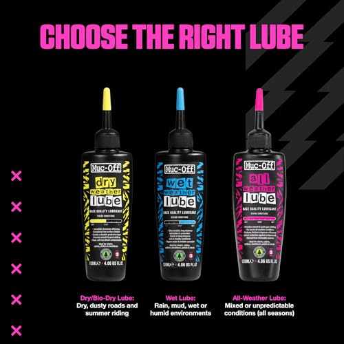 Muc-Off Chain Wet Lube 120ml | Biodegradable Bicycle Chain Lubricant Wet | Reduces Friction & Extends Chain Life | Wax-Based Formula Repels Water | Suitable for MTB & Road Bikes - size: 120ml