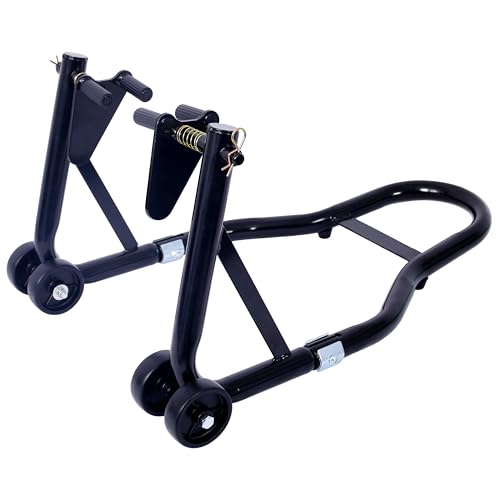 Motorcycle Stand 1000LB - Heavy Duty Sport Bike Front and Rear Wheel Lift, Adjustable Swingarm Paddock Stands, Industrial-Grade Steel (Black) - color: Black