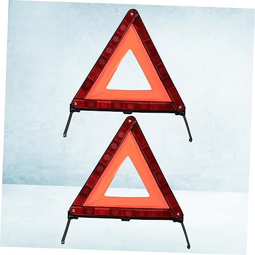 Alipis 2Pcs Roadside Hazard Warning Sign Emergency Triangle Kit for Compact Design Stable Base Day and Night Visibility Essential Road Safety Equipment