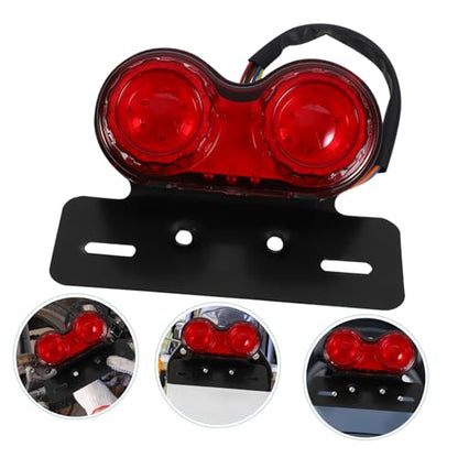 POPETPOP LED Motorcycle Tail Light Brake Lamp Red Cover Aluminum Alloy Rear Indicator Brake Warning Light Compact for Motorbike Accessories