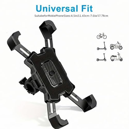Secure Black Shockproof Bike Phone Mount, Hands-Free GPS Holder for E-Bikes & Motorcycles, Cycling Accessory