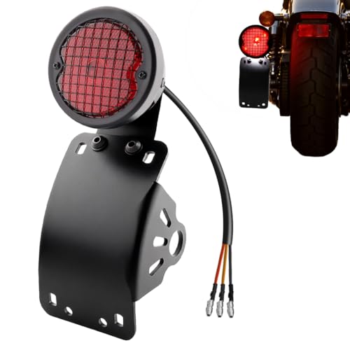 TSUNG Motorcycle Side Mount Curved License Plate Holder Rear Light, LED Brake Tail Light with Bracket Compatible with Bobber Chopper Cafe Racer Sporster 883 Rebel 500 Shadow (B-RD, 1 inch) - color: B-RD, size: 1 inch