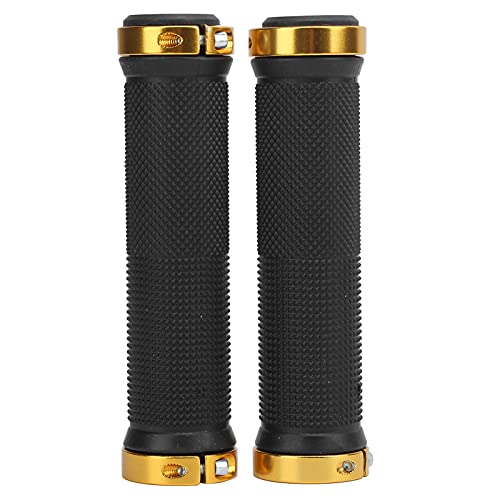 1 Pair Bike Handlebar Grips, Lightweight Rubber Handlebar Sleeve for Mountain Bike - color: Gold