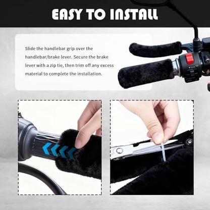 4PCS Soft Plush Motorcycle Handlebar Grips & Brake Covers,Anti-Slip Motorcycle Grips Covers for Comfortable Grip,Winter Essentials Motorcycles Accessories for Bike,Dirt Bike,ATV