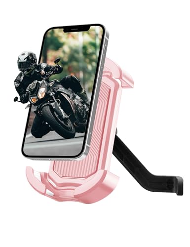 ROCKBROS Motorcycle Phone Mount, Motorcycle Phones Holder with Security Lock, Shockproof Phone Holder for Motorcycles, Adjustable Motorcycles Phone Holder Mount, Suitable for 4.7”-6.8” Phone - color: Side View Mirror Mount Pink