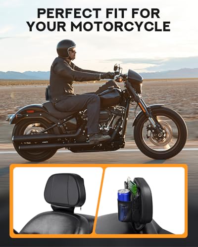 PBYMT Rider Driver Backrest Mounting Hardware Kit, Adjustable Driver Rider Backrest Bracket Fit for Harley Davidson Touring Street Glide Electra Glide Road Glide Road King CVO 1988-2024 (Black) - color: Black