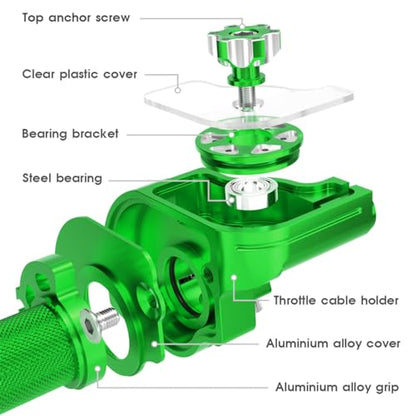 Throttle Grip Throttle Cable Motorcycle 22mm Universal CNC Aluminum Accelerator Throttle Twist Grips Handlebars for KLX CR CRF EXC XR TTR CB SSR ATV Dirt Bike Pit Bike - color: Green