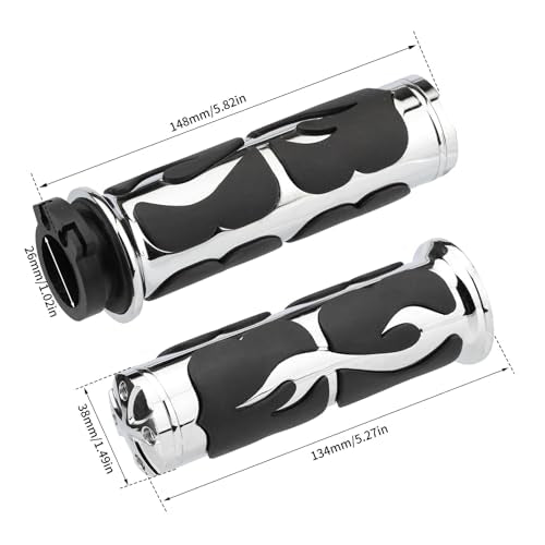 Motorcycle Hand Grips 1 Inch 25MM Handlebar Grip Throttle Non-Slip Universal Compatible with Harley Davidson Dyna Sportster 883 Road King Electra Glide Street Glide - color: Chrome-F