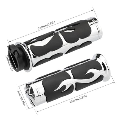 Motorcycle Hand Grips 1 Inch 25MM Handlebar Grip Throttle Non-Slip Universal Compatible with Harley Davidson Dyna Sportster 883 Road King Electra Glide Street Glide - color: Chrome-F