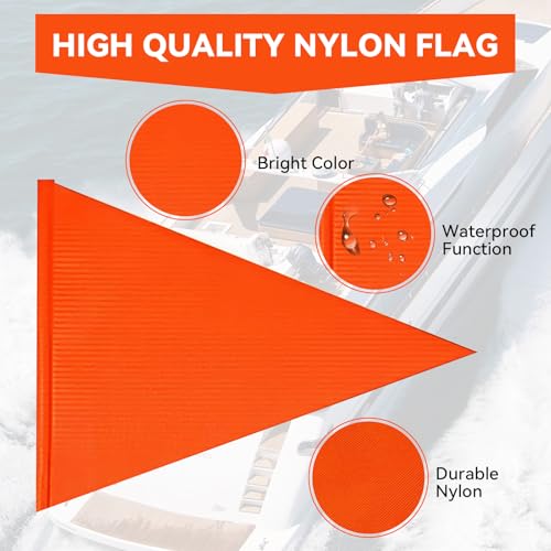 6 Pieces Orange Safety Flag 10x18 Inch,Bike Flags Replacement High Visibility Safety Flag Pennant Waterproof Orange Flag for Boat UTV ATV Car Bike Yacht Warning Banner