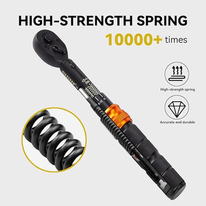 Bike Torque Wrench Bit Set, 1/4-Inch Drive, 2-20 Nm Micro Adjustment, 32-Piece Repair Tool Kit for Road, Mountain & Dirt Bikes, MTB, Cycling, Compact Zip Pouch - size: 32-Piece