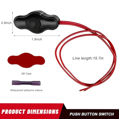 Waterproof Push-Button Switch with Quick Connector, 12V Mini Button LED Accent Lighting On-Off Switch Kit, Universal Push Button Switches for Car Motorcycle Truck ATV LED Lights