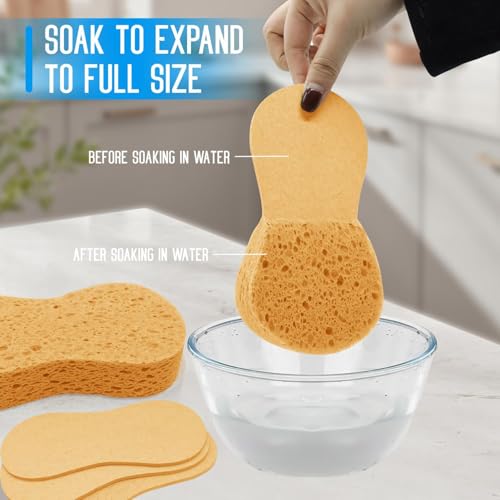 3 - Pack Large Sponge, Kitchen Sponges, Handy Sponges, Cellulose Sponges, Dish Washing Sponge, Natural Sponge, Car Washing Sponge, Eco Friendly Sponge (7.68 x 3.74 x 1.38 Inch), Yellow - color: Yellow