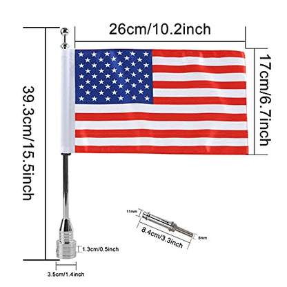 Motorcycle Flagpole Mount with Country Flags 6x9 for Harley Davidson Honda Goldwing CB VTX CBR Yamaha - Fits 1/2" Round Luggage Rack (American Flag) - color: American Flag