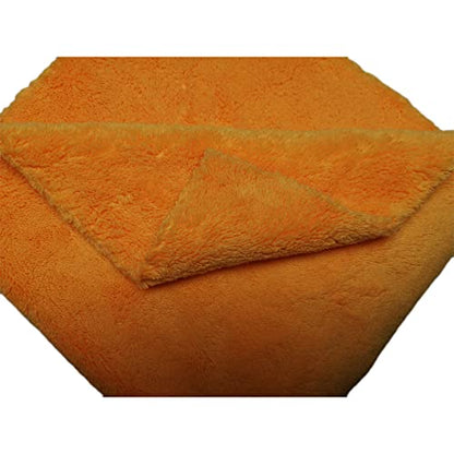 SOFTBATFY Plush Edgeless Microfiber Towel for Car, Soft Drying Wash Detailing Buffing Polishing Towel, 500 GSM 6Pack 16 x 16inches (Orange, 6Pack) - color: Orange