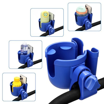 Accmor Stroller Cup Holder with Phone Holder, Bike Cup Holder, Universal Cup Holder for Uppababy Nuna Doona Strollers, 2-in-1 Cup Holder for Walker, Wheelchair, Scooter - color: Deep Blue