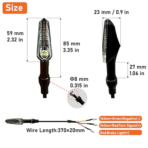 E-Mark LED Sequential Motorcycle Indicator Mini Turn Signal Light Vehicle Inspection DC12V IP67 Waterproof DRL Universal (YE/WH + YE/RD) - color: YE/WH + YE/RD