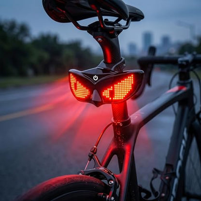 Programmable Bike Tail Light with Automatic Brake Sensing, Flashing Warning & Smart App Control, Waterproof Rechargeable LED Lights for Bicycle and Motorcycle Helmet