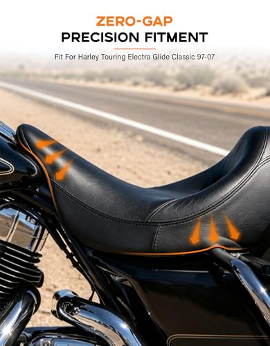 XMT-MOTO Driver Passenger Seat Cushion Fit for Harley Davidson Touring Electra Glide Classic 1997-2007 - style: Seat For Harley Touring '97-'07