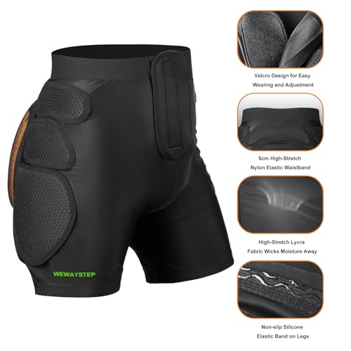 Protective Padded Shorts Crash Pad, PU Hip Butt Pads Impact Gear for Youth Ladies Women, Tailbone Protection Pad for Ski Snowboarding Skating Skateboard - size: Large