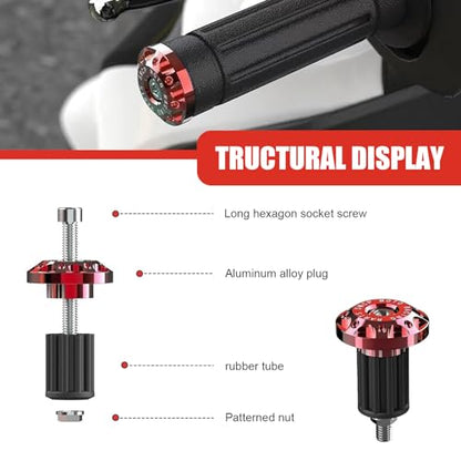2 PCS Universal Motorcycle Bar End Plug, Shockproof Handlebar End Caps, 7/8" Aluminum Alloy Handlebar Grip End Caps Replacement, for Most Motorcycles (Red) - color: Red