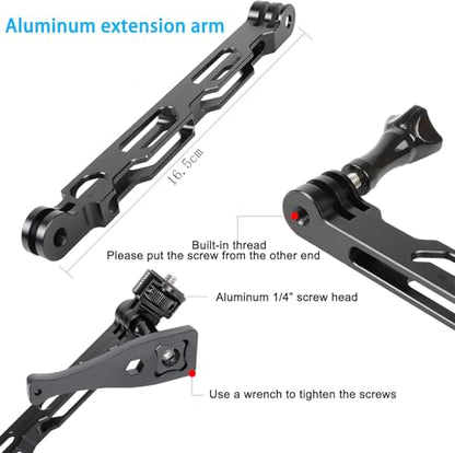 PellKing Bike Motorcycle Handlebar Mounting Bundle Kit for Insta360 X5/X4,Action 5 Pro/4/3, Included 360 Rotation Handlebar Mount,1/4" Adapter Helmet Adhesive Stick,Backpack Clip,Screen Protector
